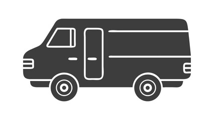 A retro red delivery truck, an isolated vector cartoon illustration of a vintage cargo vehicle on a white background a simple flat van bold black silhouette vector icon illustration on white bold