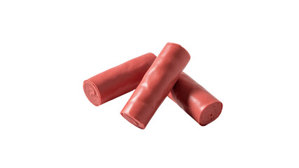 Three Rolled-Up Pieces of Red Clay or Modeling Compound