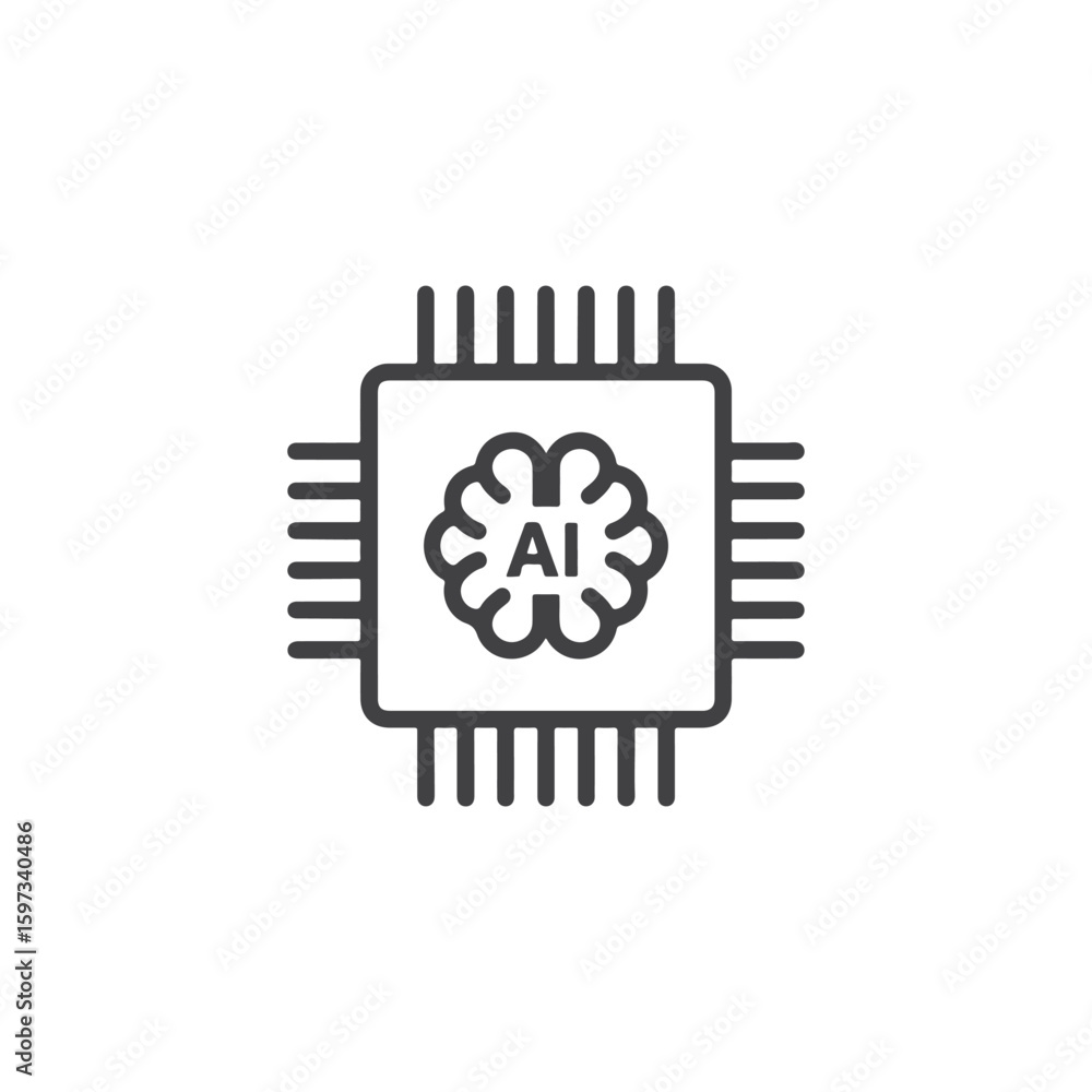 Poster vector art of ai chip icon representing artificial intelligence technology
