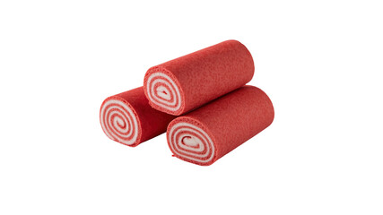 Delicious Red Velvet Swiss Roll Cakes, Stack of Three