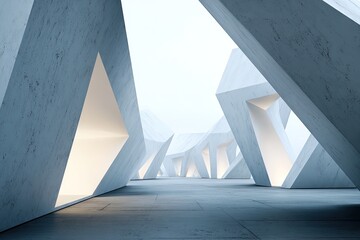 Abstract Geometric Concrete Architecture Interior