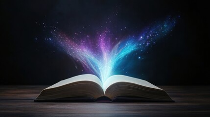 Open Book with Magical Cosmic Energy and Spiritual Vibes