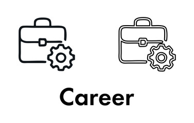 Career Vector Icon Set &ndash; Outline Style Icons Representing Job Growth, Professional Path, Employment, Resume, Skills, Interview, Promotion, Success, Opportunity, and Career Development Milestones

