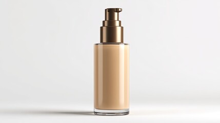Naklejka premium A close-up studio shot of a foundation bottle, showing its contents and pump.
