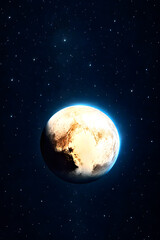 Fototapeta premium Potrait a lonely planet in deep space. 
