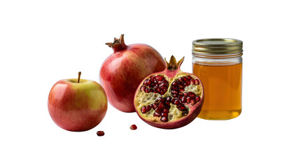 Rosh Hashanah Still Life Honey, Apple, and Pomegranate