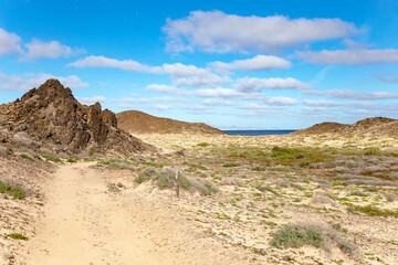 Hiking trail around Isla de Lobos, Canary Islands, Spain, Europe.