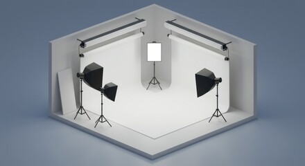 Photo studio setup isometric view