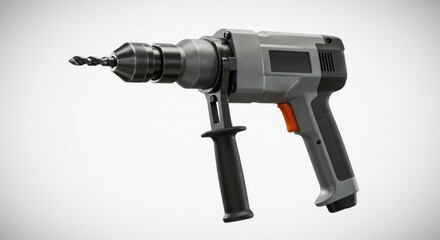 Powerful gray drill on white background