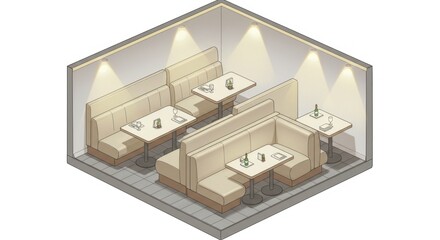 Restaurant dining area isometric design