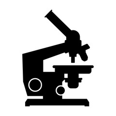 Microscope silhouette stencil template for medical laboratories educational materials and applications. Vector image for marketing and promotional materials and scientific exhibitions.
