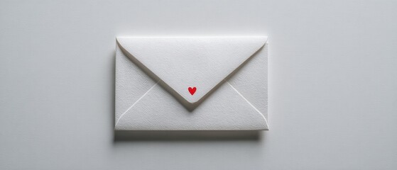 The elegant white envelope with a red heart symbolizing love and connection.