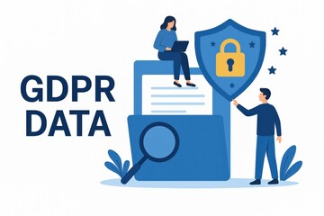 Visual representation of GDPR data protection showcasing information security compliance through digital shield symbolizing privacy with an emphasis on user rights and cybersecurity principles