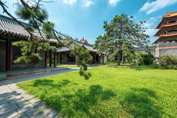 ancient architecture style and exterior design of mausoleum temple of Qing Dynasty Zhaoling, Shenyang, China 