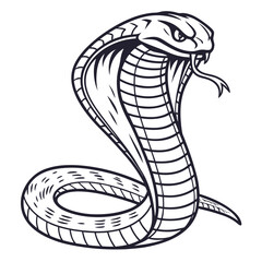 Fototapeta premium Hand Drawn Black Cobra Snake Vintage Tattoo Style Illustration