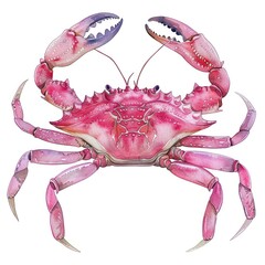 Detailed pink crab illustration