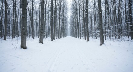 Naklejka premium Snowy forest path