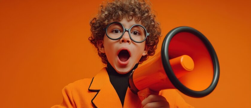 The enthusiastic child with a megaphone captivates with vibrant energy. - Powered by Adobe