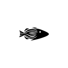 simple flat black and white fish logo icon vector template