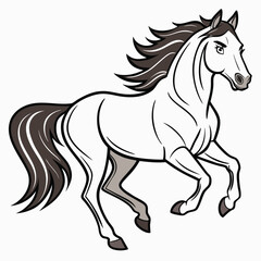 Obraz premium White Andalusian Horse Vector Illustration Jumping Dark Mane Tail