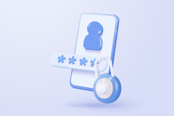3D private icon signs with secure for online payment safety concepts. password firewall secure for protect crime with hacker in minimalist. 3d password correct buttons icon vector render illustration