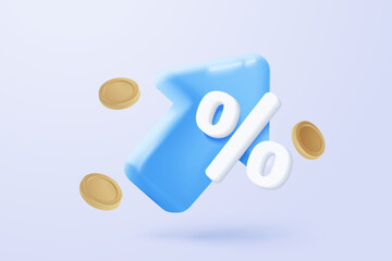 3D stock trading graph report for statistic market in bubble icon. Sell and buy money cash and exchange with finance business, analyzing investment. 3d bank trading icon vector render illustration