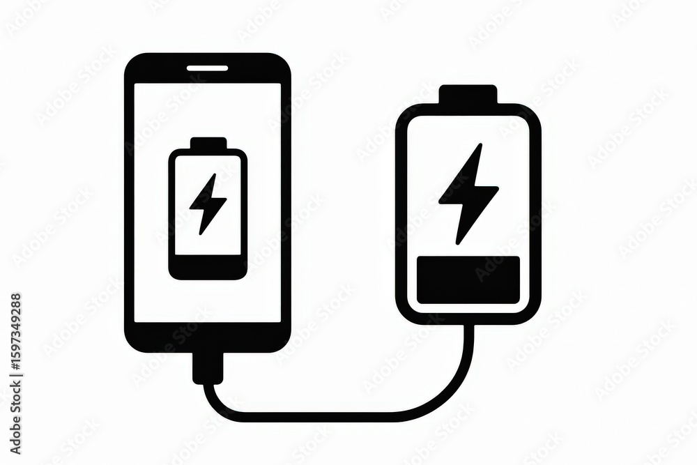 Poster digital connectivity represented through charging mobile devices showcasing power transfer visualize