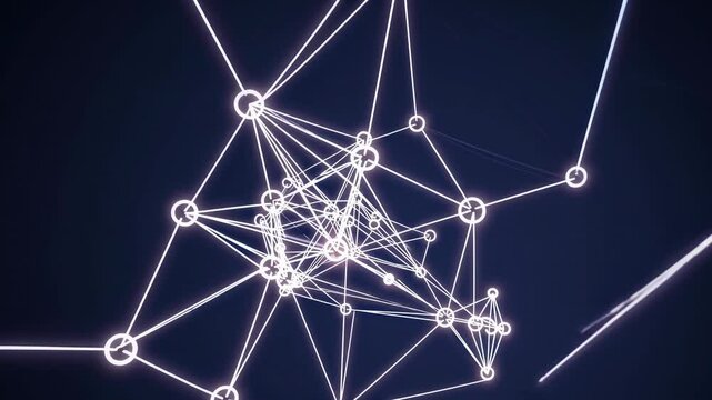 Abstract network connections with glowing lines on dark background  