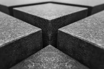 Abstract close-up of interlocking gray cubes