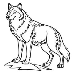 Majestic Wolf Line Art Coloring Page Printable Black White