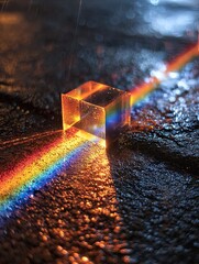 Captivating Crystal Prism Traffic Light Refracting Rainbow