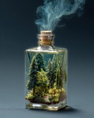Enchanted Perfume Bottle with Miniature Forest Ecosystem