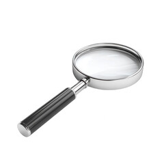 3D magnifying glass, clear lens, dark handle