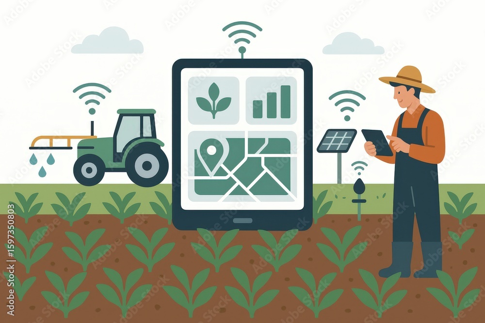 Aufkleber smart agriculture solutions enhancing crop management with innovative technology including data visu