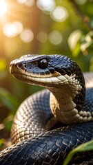 Fototapeta premium Close-up of a black snake