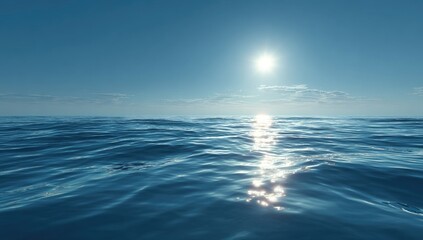 Obraz premium Calm ocean, bright sun, clear sky