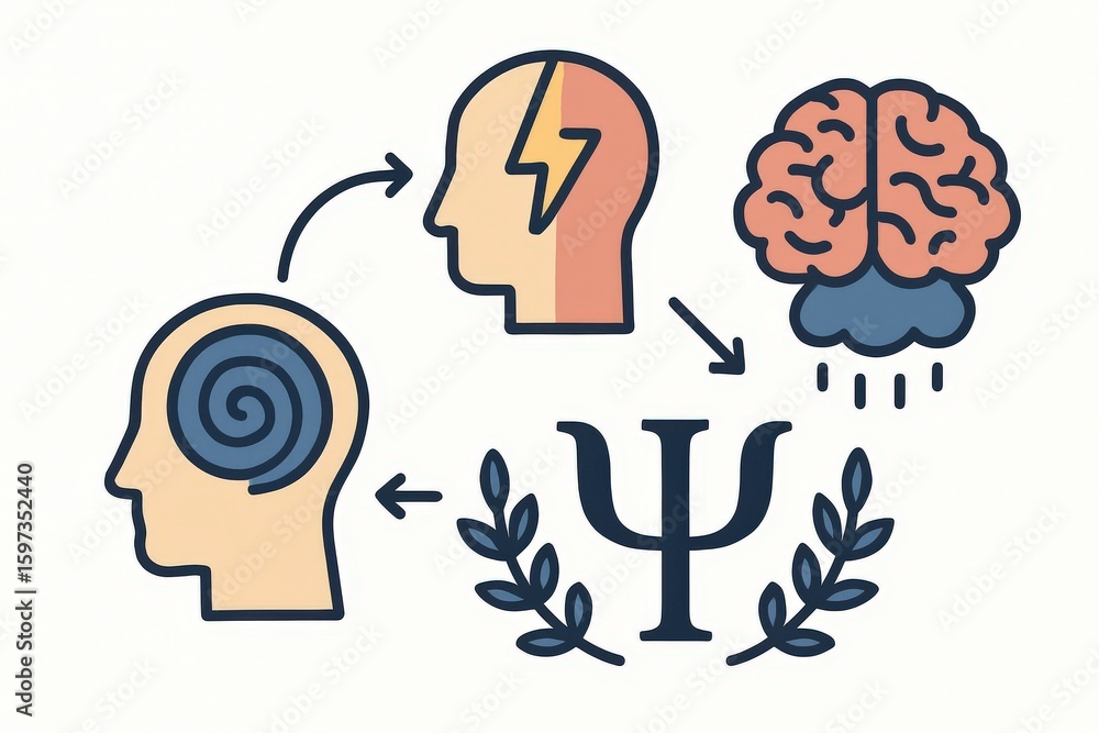 Aufkleber understanding the complex interplay of emotions and mindsets illustrated with abstract psychosocial 
