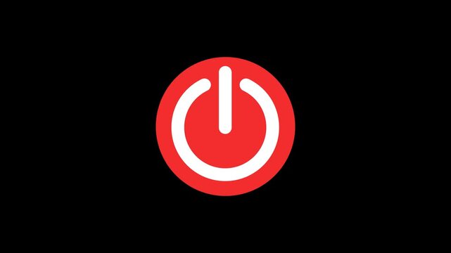 Power on off switch button icon animation. logout button pushing. start button icon animation. Push the power icon on alpha background