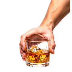 Enjoying a glass of whiskey with ice cubes