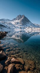 Serene mountain lake reflection