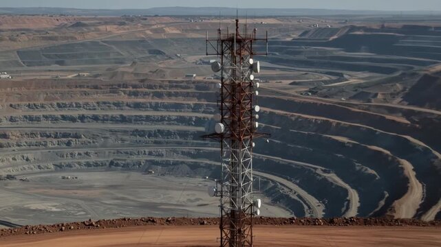 Mining operation framed by antenna array