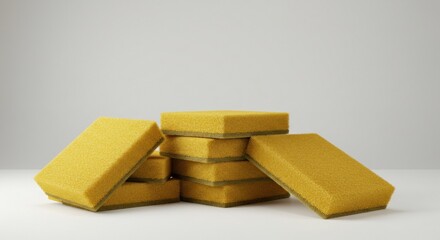 Yellow cushioned blocks stacked
