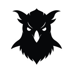Silhouette vector of a harpy head with fierce eyes and feathers for mythical winged creature art Vector illustration
