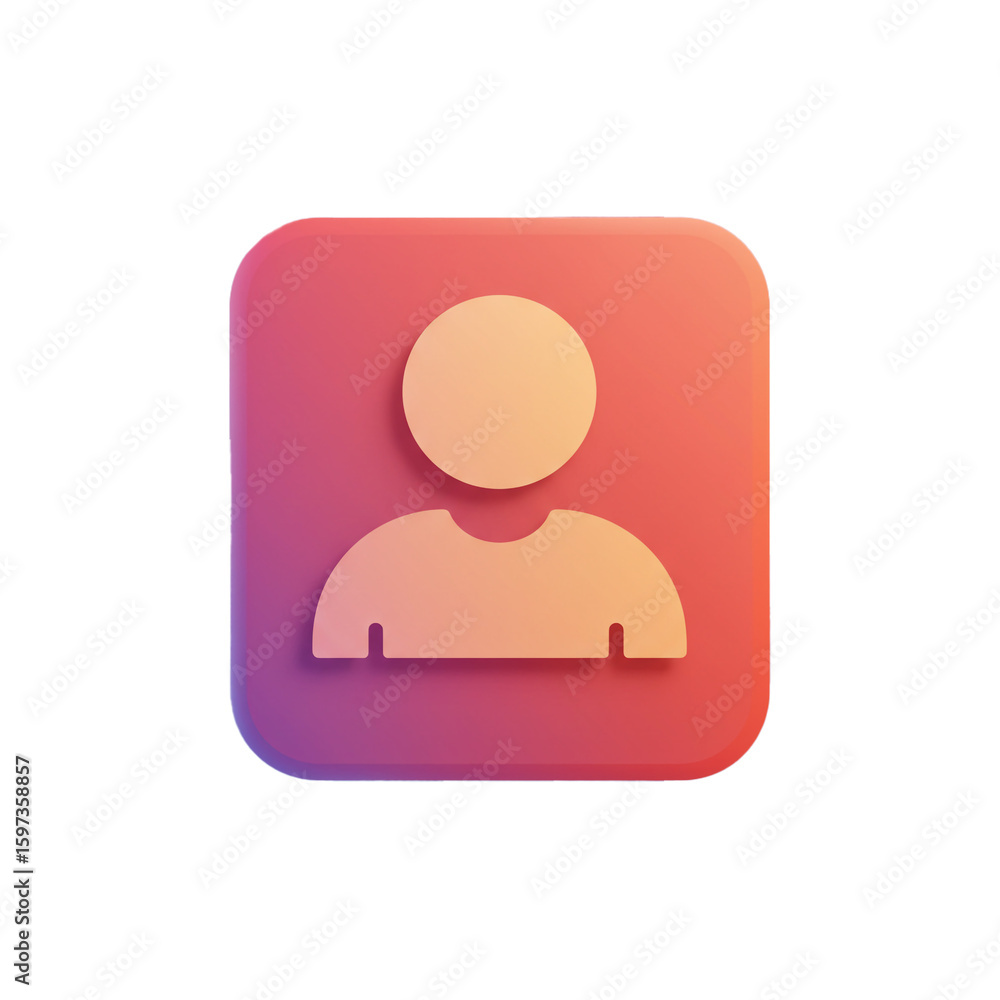 Fototapete a vibrant rendered user profile icon with a smooth gradient and soft clay-like texture.