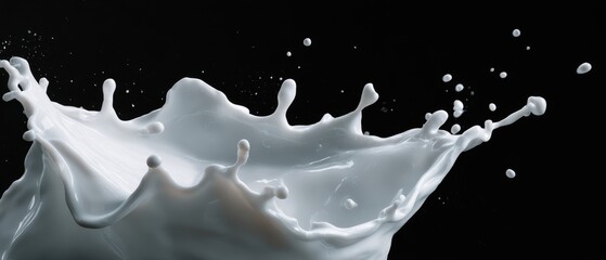 The dynamic splash of milk against a dramatic black background