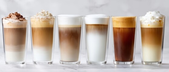 The Beautiful Array of Coffee Drinks Showcasing Layers and Flavors