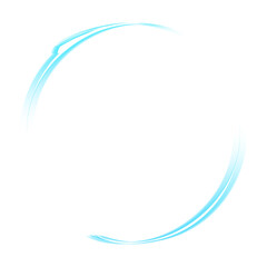 Cyan curved arc stroke on transparent background
