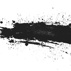 Naklejka premium A dynamic black ink splash creates a textured abstract brush stroke