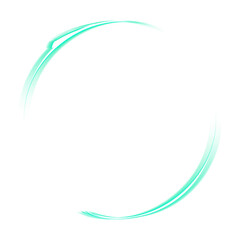 Circular neon green arc stroke on transparent background
