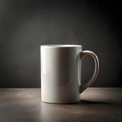 Obraz premium White Ceramic Mug with Steam on Dark Surface white mug